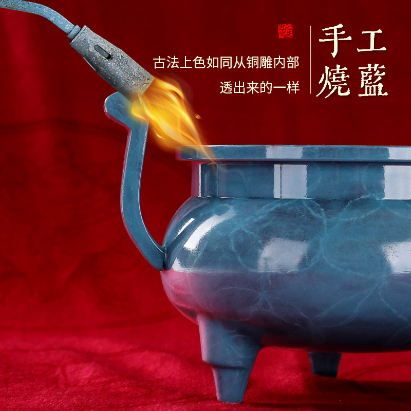 现货速发纯铜供奉双耳三足香炉鼎家用供佛香薰用品室内禅意檀香居