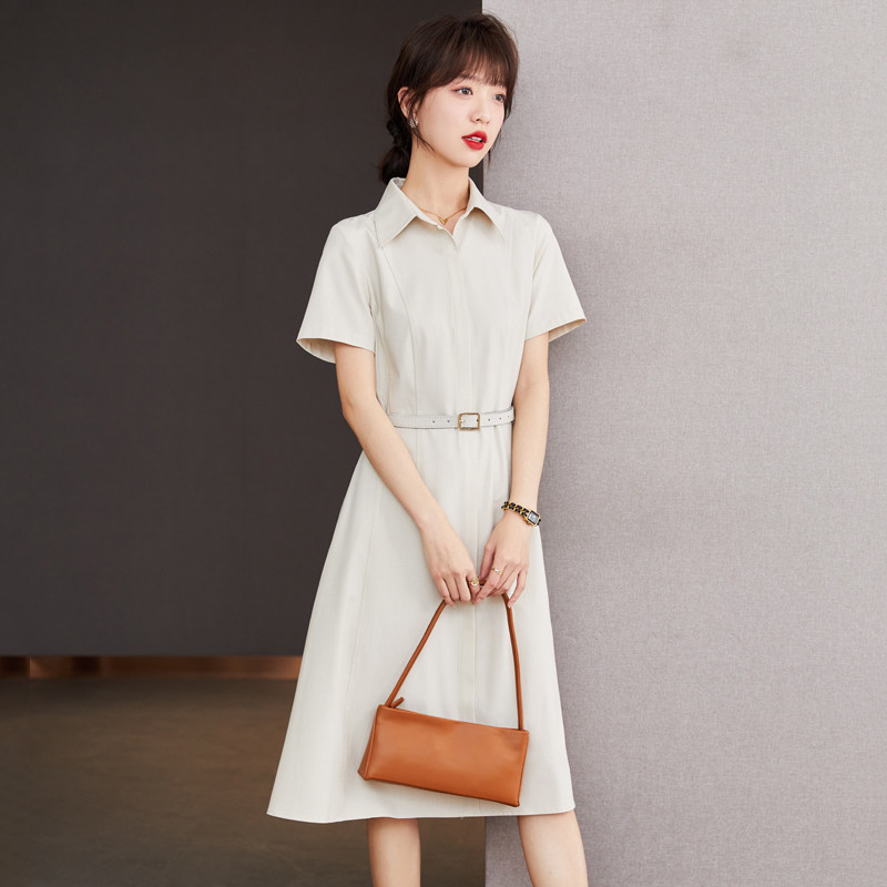 高货202夏季新款职业通勤教师招聘面试正装正式场合领连衣裙子