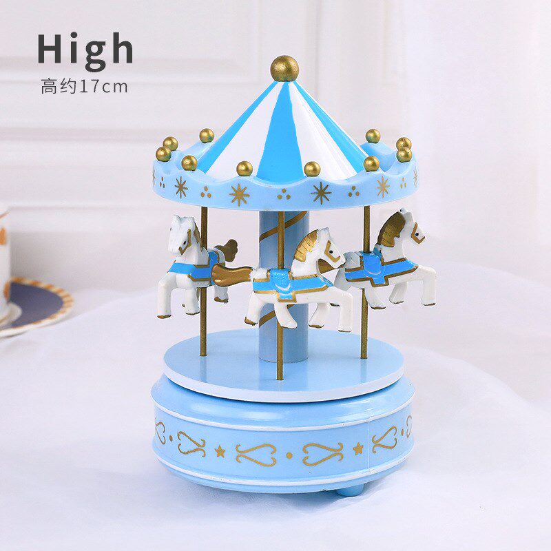 现货速发可批旋转木马音乐盒蛋糕装饰少心带灯光八音盒儿童生日烘