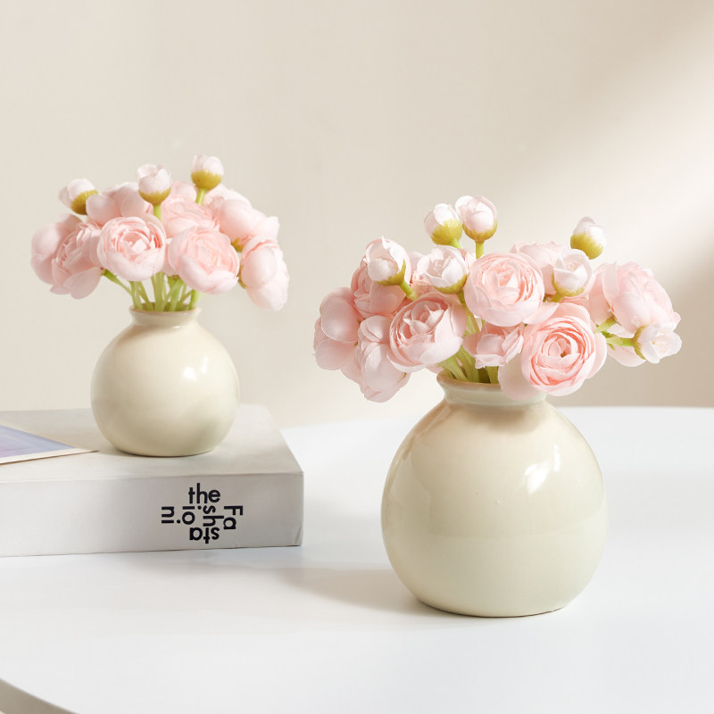 现货速发迷你陶瓷小花瓶花套装风装饰品干花桌面摆件背景道具