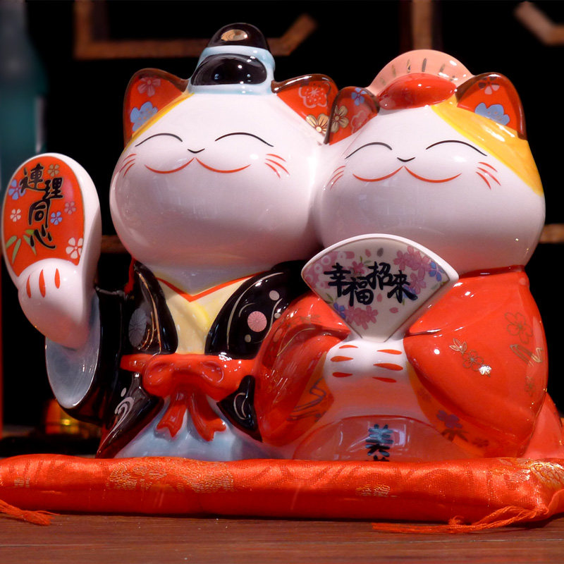 现货速发招财猫摆件 结婚送礼乔迁新居家用客厅装饰 大号陶瓷存钱