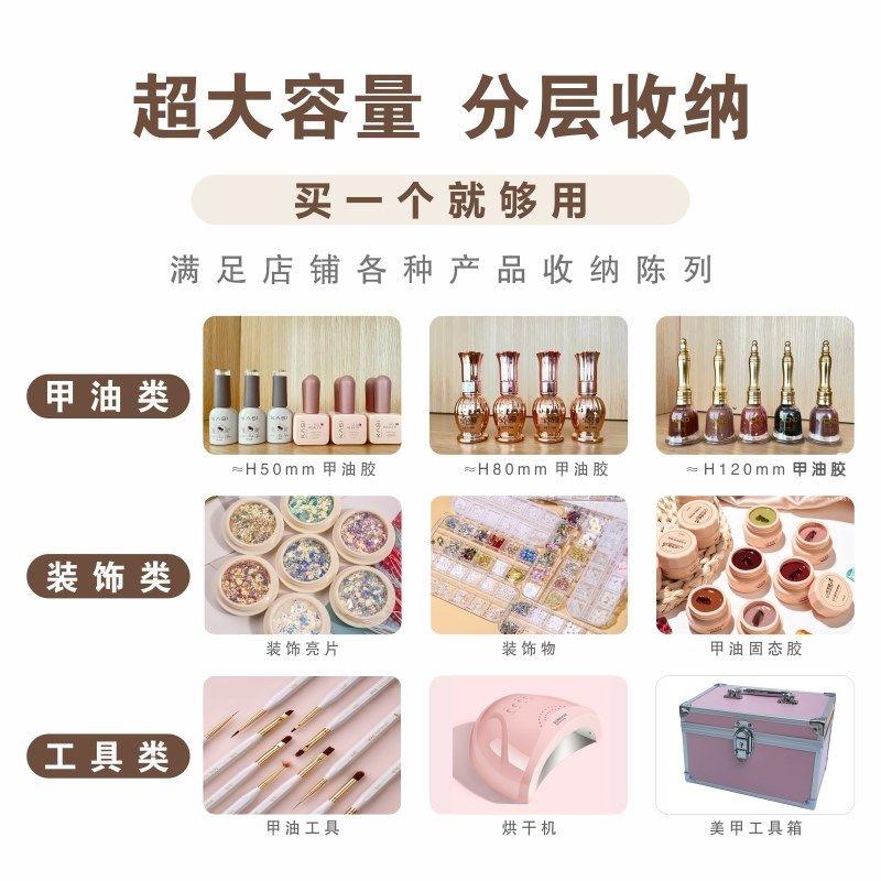 现货速发#法式美甲柜子展示柜挂墙架甲油胶收纳柜护肤化妆品烤漆