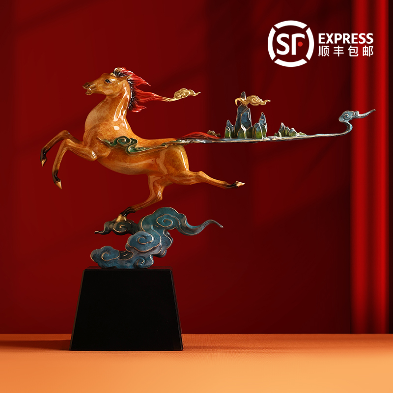 速发平厅青云黄铜送摆件客步玄关办公室桌面装饰品马领导公司开业