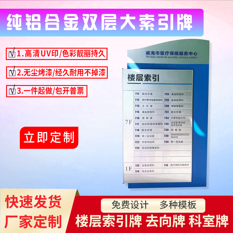 速发双层工层公引牌可更换大楼指引牌索司指示牌导向员楼牌