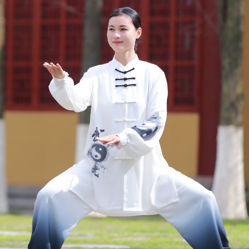 速发2024新款太极服飘逸渐变色太极拳八段锦练功服表演武术服装男