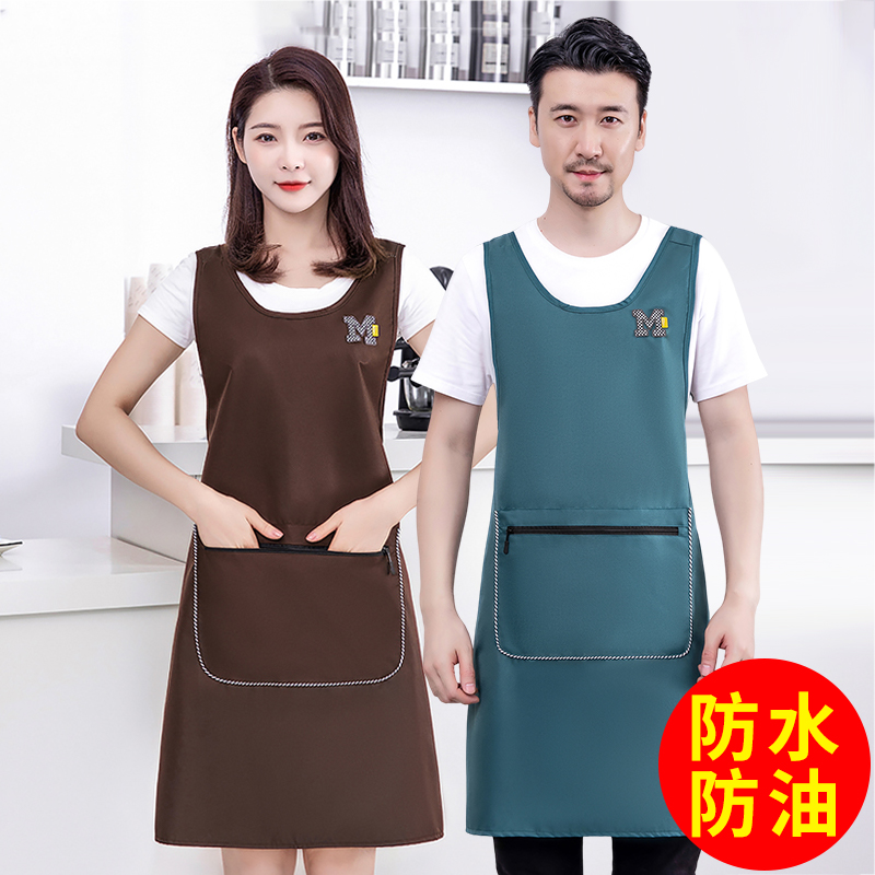 速发简约防水防油坎肩围裙餐饮l用go印字厨房家o做饭工作围腰