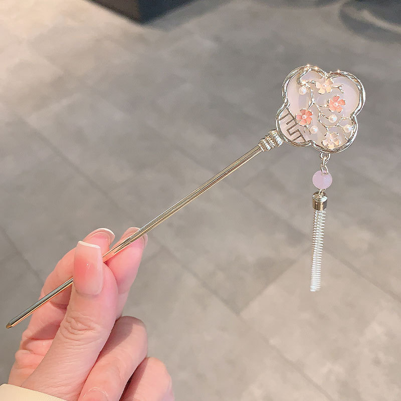 速发简约新中式梅花发簪高级感盘发流苏发钗古风汉服旗袍簪子头饰