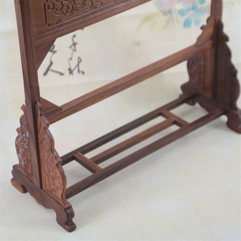 速发古典花梨雕双龙戏云笔挂 针18挂 笔品木质木刻用架