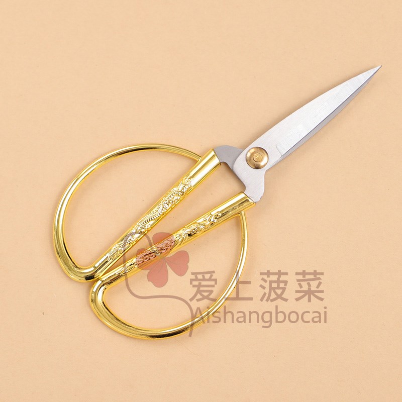 速发彩婚方陪嫁龙凤剪刀金色家用开业剪典庆结复古婚礼手工剪纸