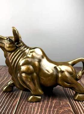 速发纯铜开摆件仿古财牛生肖牛气冲天旺市牛金牛家居办公室牛桌业