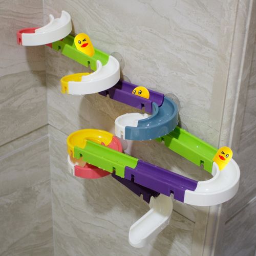 速发儿童滚珠球轨道滑滑小大颗粒戏装积木墙洗澡拼水宝宝益智玩具