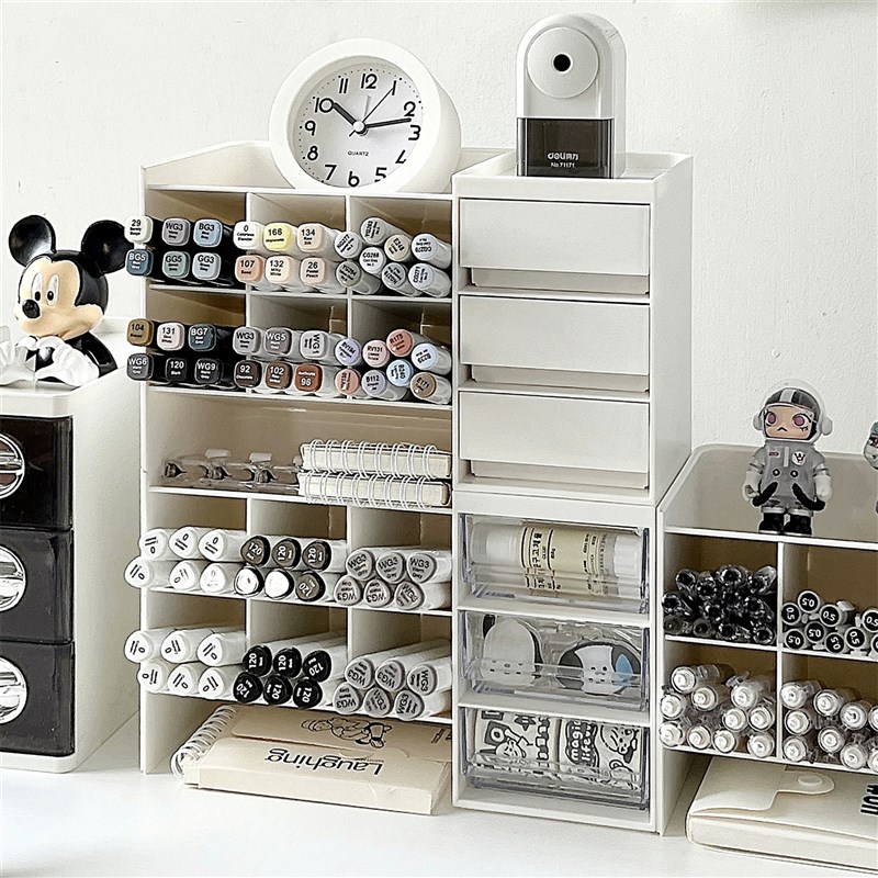 速发学生桌面办筒大容量笔公具简约文室收纳盒马克笔画笔抽屉式小