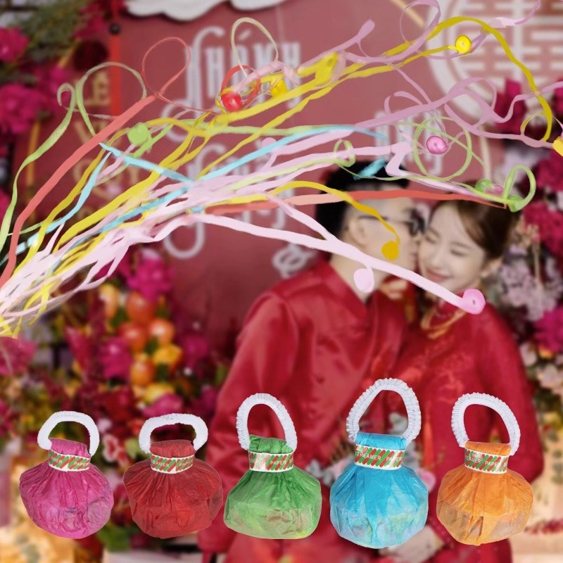 速发接亲手抛彩带蜘蛛丝飘带长婚条彩礼气照拍氛道具结婚用品大全