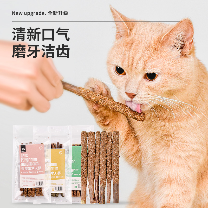 速发猫薄荷猫咪天牙棒洁齿幼猫啃咬逗猫棒木磨蓼换牙期用品猫零食
