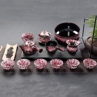 整套窑变建盏功夫茶具套装 2024新款 家用钧窑轻奢高档陶瓷茶壶茶杯