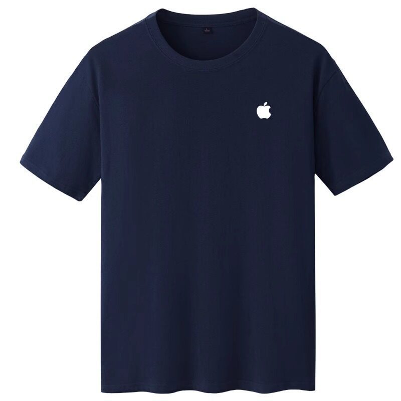 夏季工作服短袖T恤文化衫工装4s店服装精梳棉藏青色圆领定制logo