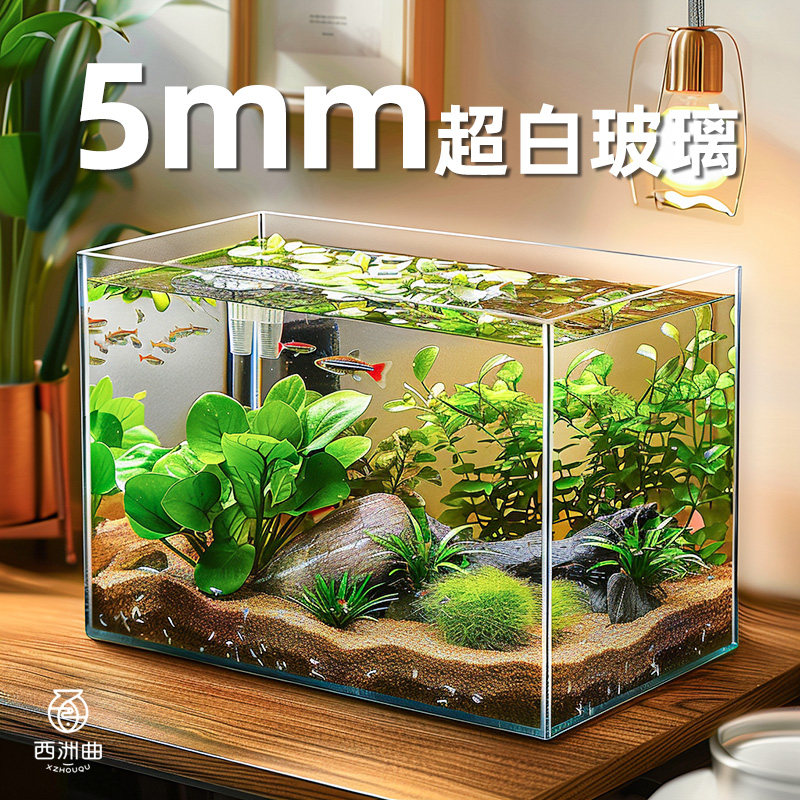 超白鱼缸玻璃桌面客厅生态斗鱼金鱼乌龟缸造景懒人养鱼水草缸
