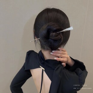 极速古风木兰花清冷发簪女后x脑勺簪子新中式盘发钗子简约气质金