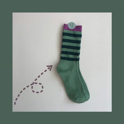 极速Nayen womens socks Korean contrast stripeQ pile socks c