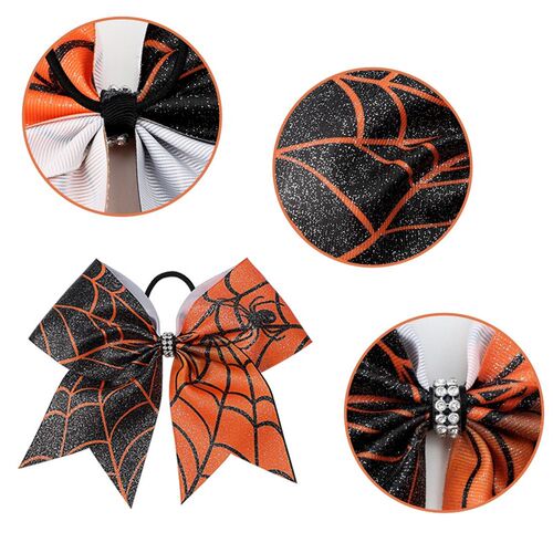 新品Halloween Elastic Haivr Bands Ribbon Bow Hair Ties For B