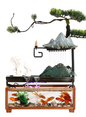 极速流水器假山鱼缸景观循环创意陶瓷办公室M桌面摆件装饰客厅开