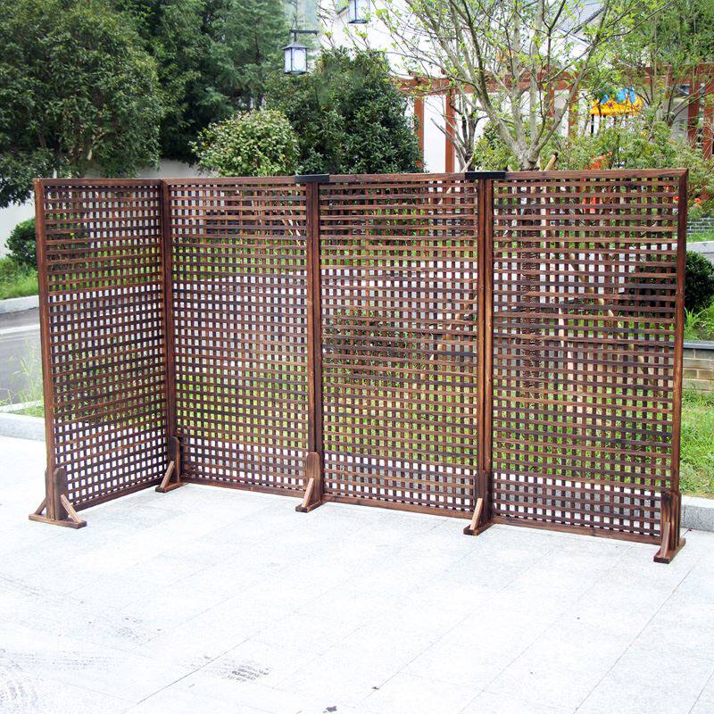 极速。阳台草坪花园围栏碳化防腐木栅栏网格爬藤架篱笆Z围墙护栏