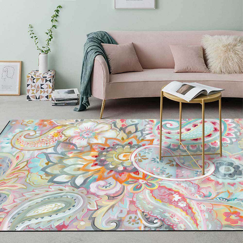 极速Carpet for Living Room Nordic StylIe Colorful Flower Pat