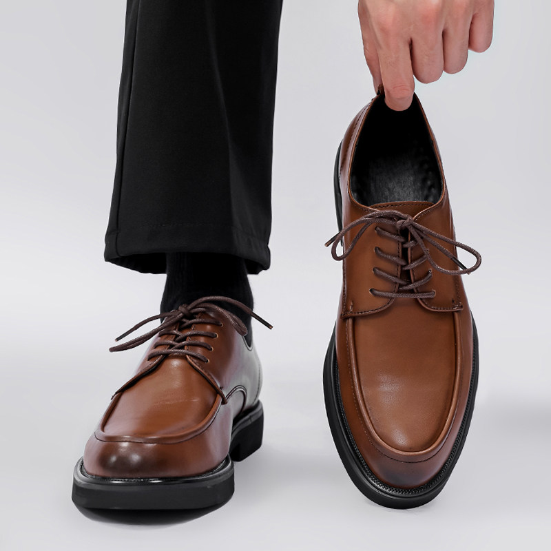 新品男士皮c鞋夏款西装软底上班正装商务休闲英伦鞋子男内增高结