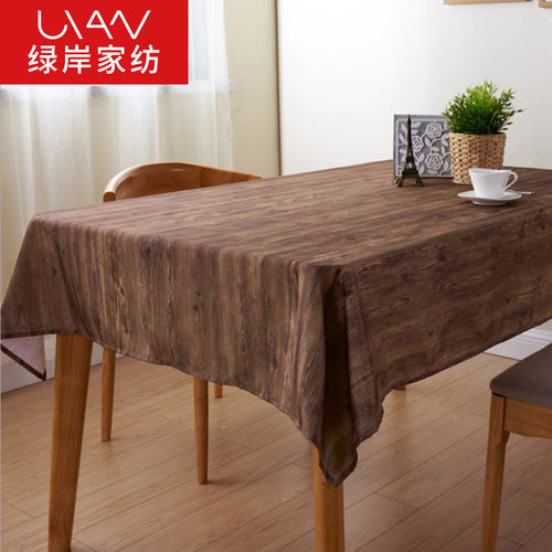 极速涤纶桌布木纹印o花户外桌布方形防水餐桌布防烫茶几布防油台