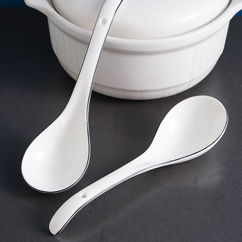 陶瓷勺子大号汤勺家用喝汤长柄汤匙调羹盛汤粥稀V饭北欧简约小