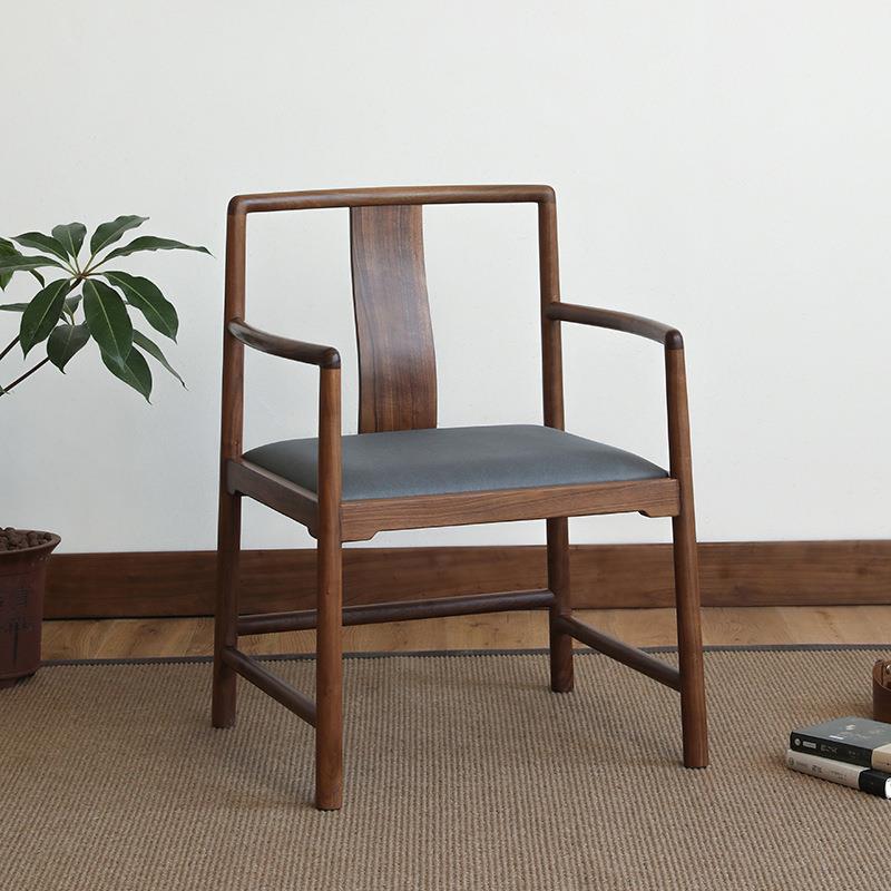 新中式黑胡桃木太师椅围椅茶椅实木简约官帽椅主人椅皇宫椅三件套