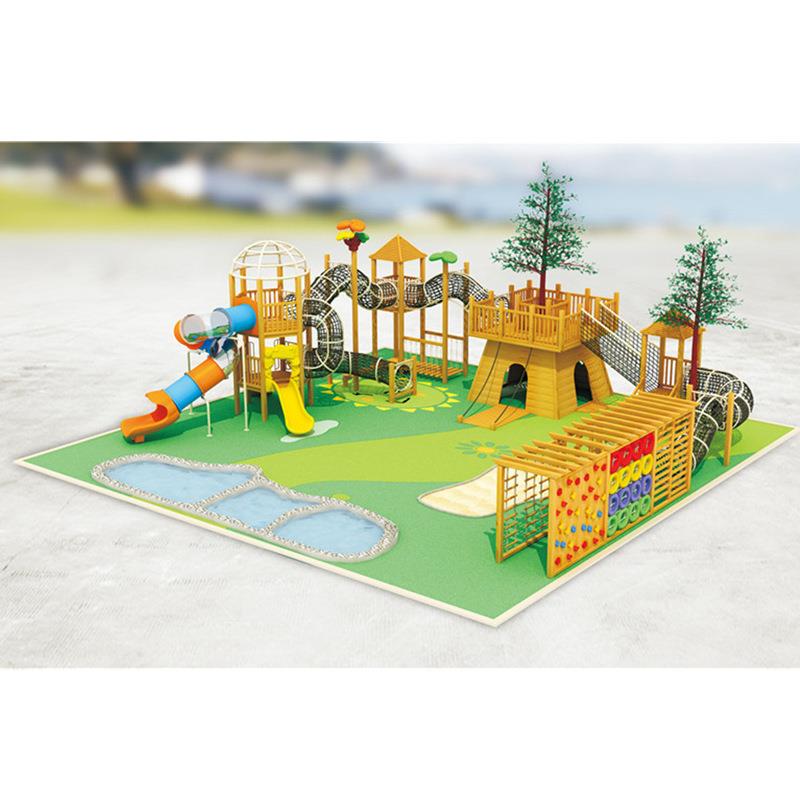 木制滑梯树屋绳网攀爬组合幼儿园儿童大型滑梯钻洞无动力游乐设备