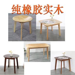 纯橡胶实木圆餐桌加厚4脚吃饭办公洽谈桌子餐馆小吃店家用原木桌