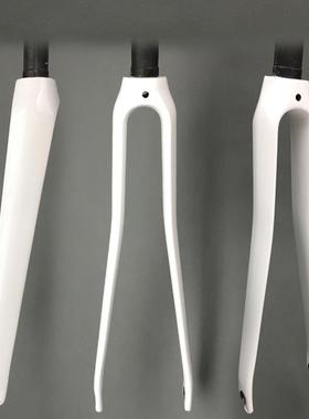 自行车配件白色烤漆公路车前叉全碳纤维硬叉碳叉高模量碳纤维