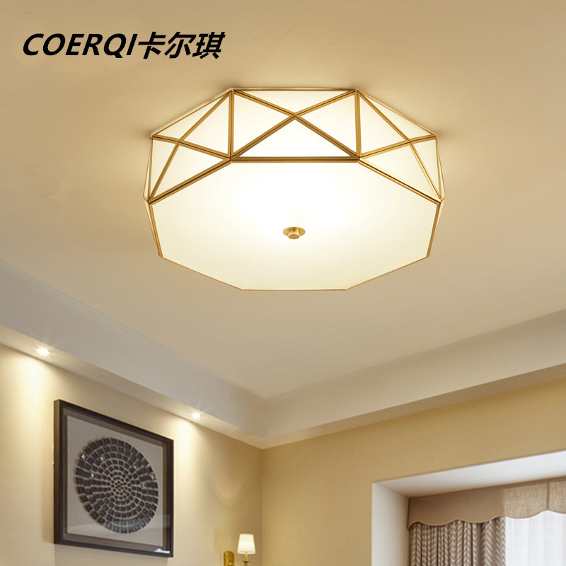 卧室吸顶灯 led卧室吸顶灯 全铜led卧室吸顶灯 美式简约全铜灯具