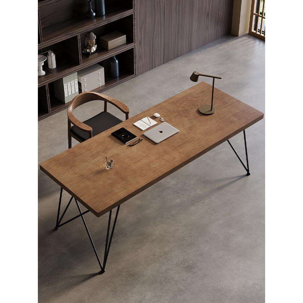 北欧实木台式电脑桌家用简约办公桌卧室书桌大板桌现代长条工作台