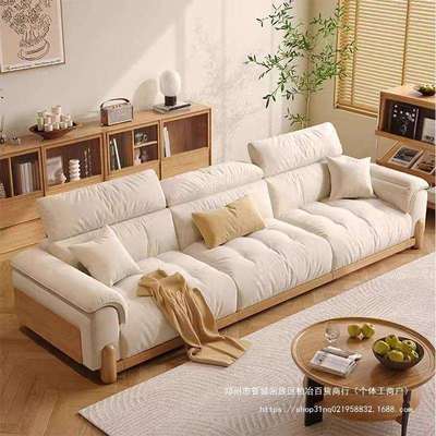 布艺沙发绒面软硬适中大小户型客厅沙发两用沙发床单人羽绒北欧风