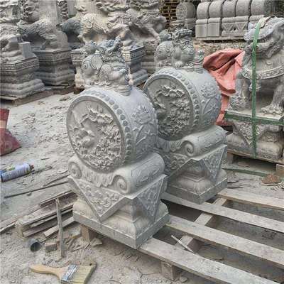 石雕大象门墩中式抱鼓石家用别墅庭院石材雕刻门口青石石鼓