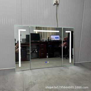 镜柜门四周沙边发光铝框柜门浴室柜配套镜柜门镜箱门LED灯镜门扇