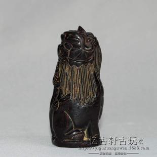 古玩杂项杂件仿古旧桌面摆件仿牛角装饰把件收藏