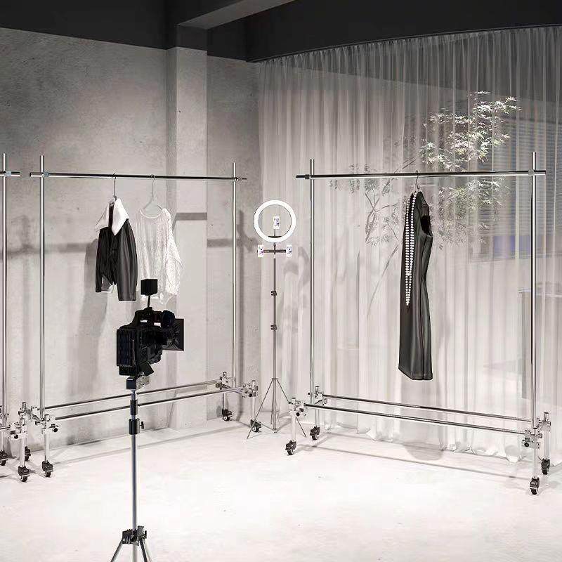 不锈钢服装店展示架创意陈列架女装店专用落地衣架可移动中岛货架