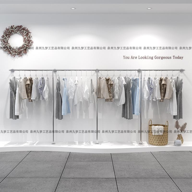 服装展示架陈列架挂衣杆货架落地式童装不锈钢上墙架衣架落地家用