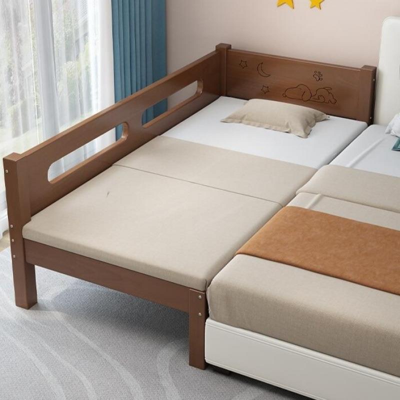橡胶木儿童床实木带护栏婴儿小床加宽床边拼接大床男孩女孩公主床
