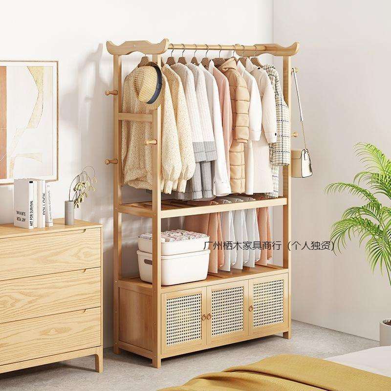 挂衣架落地衣帽架实木卧室家用立式入户衣服收纳架床边晚上放衣服