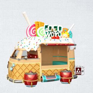 厂长家直销玻璃钢街区美陈景观造型雕塑快餐车模型雕塑