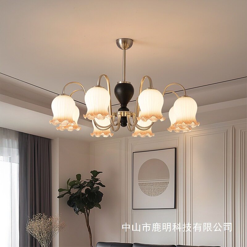 中古风铃兰花吊灯美式复古别