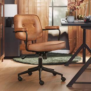 联丰阿勒夫耶复古电脑椅家用椅子人体工学椅学习办公椅皮椅会议椅