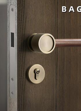 BAGB黄古青古铜磁吸卧室房门锁木门中式静音胡桃木实门锁磁吸锁
