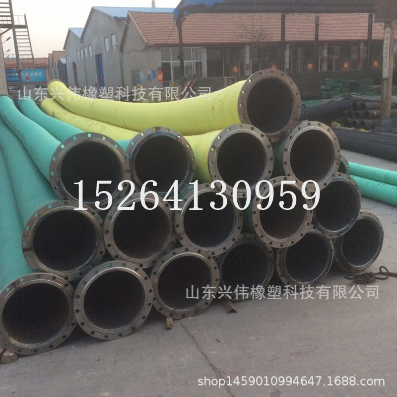 黑色橡胶钢丝缠绕大口径法兰胶管