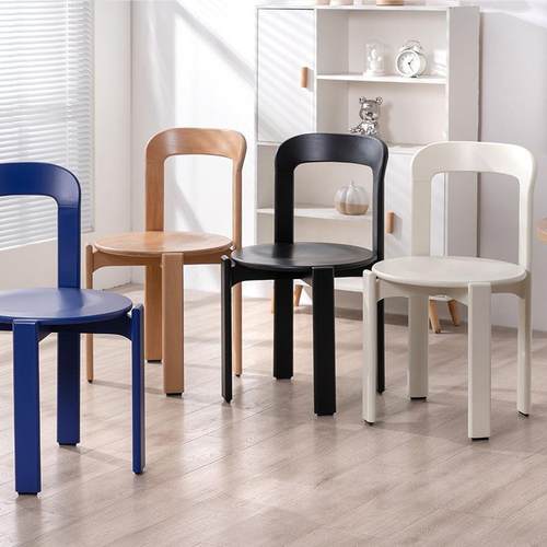 复古rey中古餐椅设计师实木椅子家用餐桌椅网红靠背书桌椅可叠放